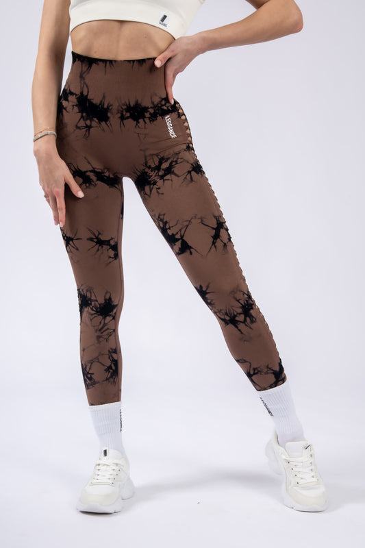 Splash-Mesh Brown Leggings