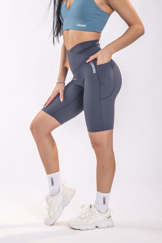 HighWaist Pocket Carbon-Grey Shorts