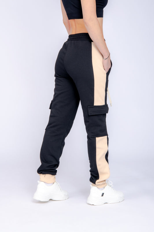 Pantaloni trening dama Relax Day Black & Beige