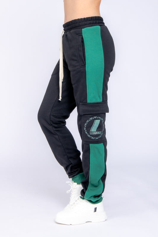 Pantaloni trening dama Relax Day Black & Green